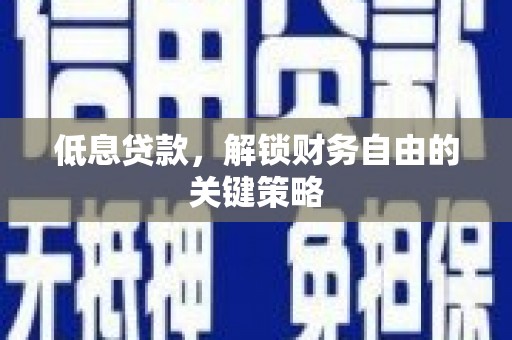 普格低息贷款，解锁财务自由的关键策略