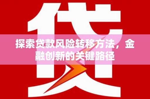 魏县探索贷款风险转移方法，金融创新的关键路径